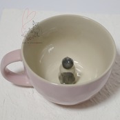 Figurineフィギュリン　陶磁器 3D ねこ  マグカップピンク
