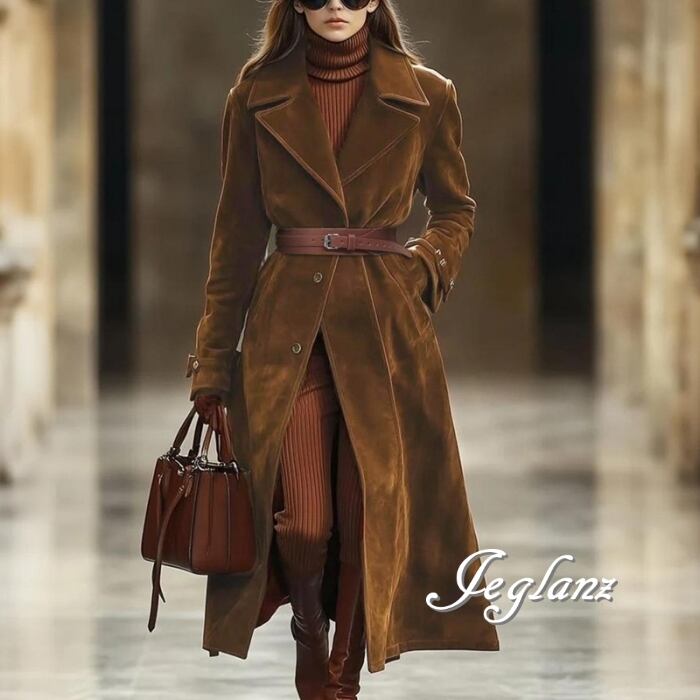 革ジャン レザー ロング コート スエード調 襟付き ボタン 韓国(MB652)τ