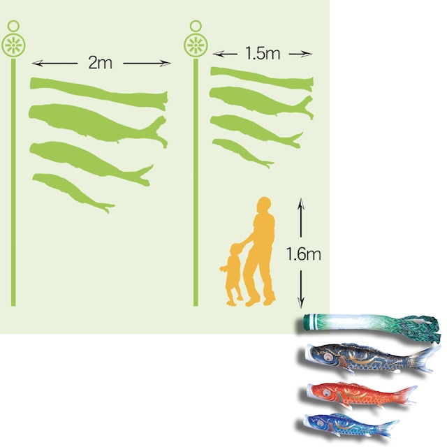 豪　庭園スタンドセット　２M６点セット（徳永鯉のぼり）