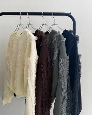 【新作アイテム送料無料】sponge tulle frill pullover