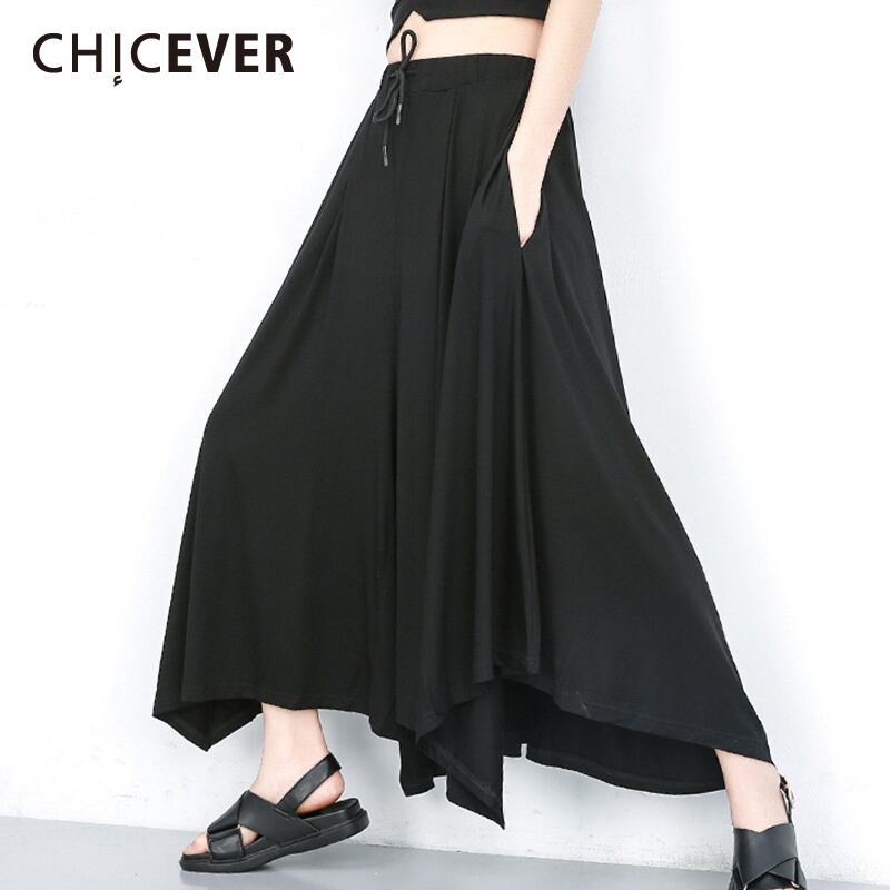 CHICEVERサマーパンツレディースウエストレースアップシャーリングポケットルーズワイドレッグパンツ2020スタイルタイド 夏物 ワイドパンツ 6base58591843821