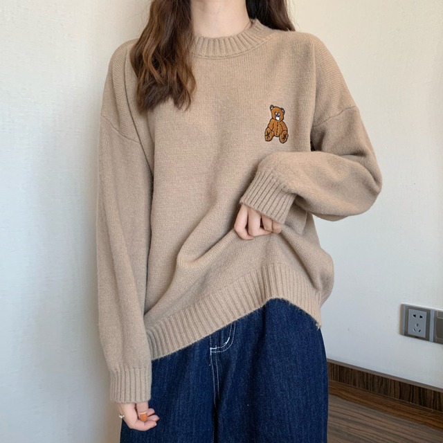 セーター レディーススプリングオータムルーズスタンダードスタイルニット レトロ 春物 秋物 試着室52385931786