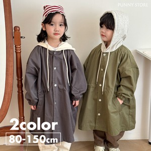 《取寄》フード付きミリタリーミディアムコート （全２色） QQMM 2024春 韓国子供服 アウター ジャケット モッズコート 春アウター