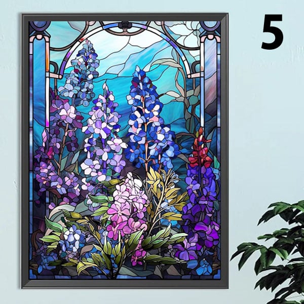 中級 フル ダイヤモンドアート キット ビーズ刺繍 ステンドグラス 蓮