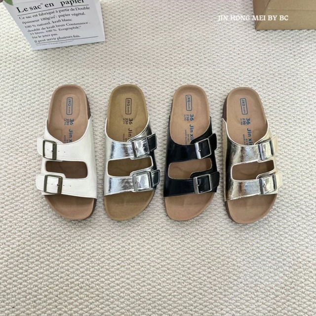 double buckle comfort sandals