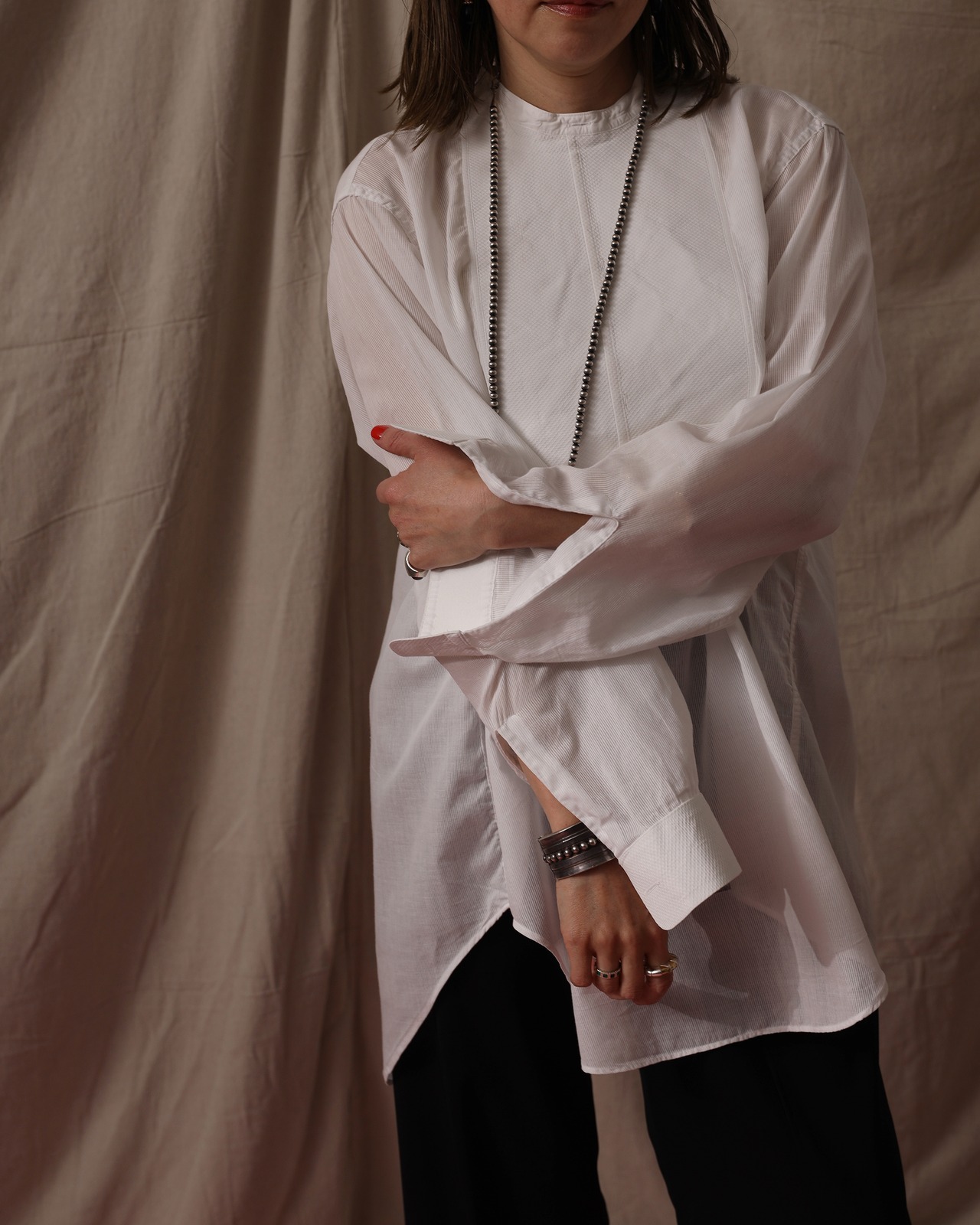 1940's Arrow / Open Back Shirt / Size L - White