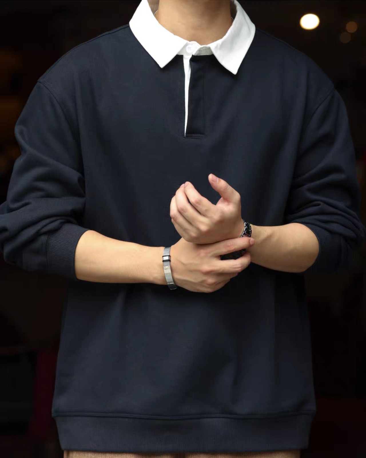 Retro Color Block Polo Shirt  K0347