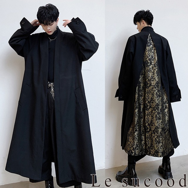 Le sucood】【お支払い確認後20日以内発送】バック柄切替ロングコート 