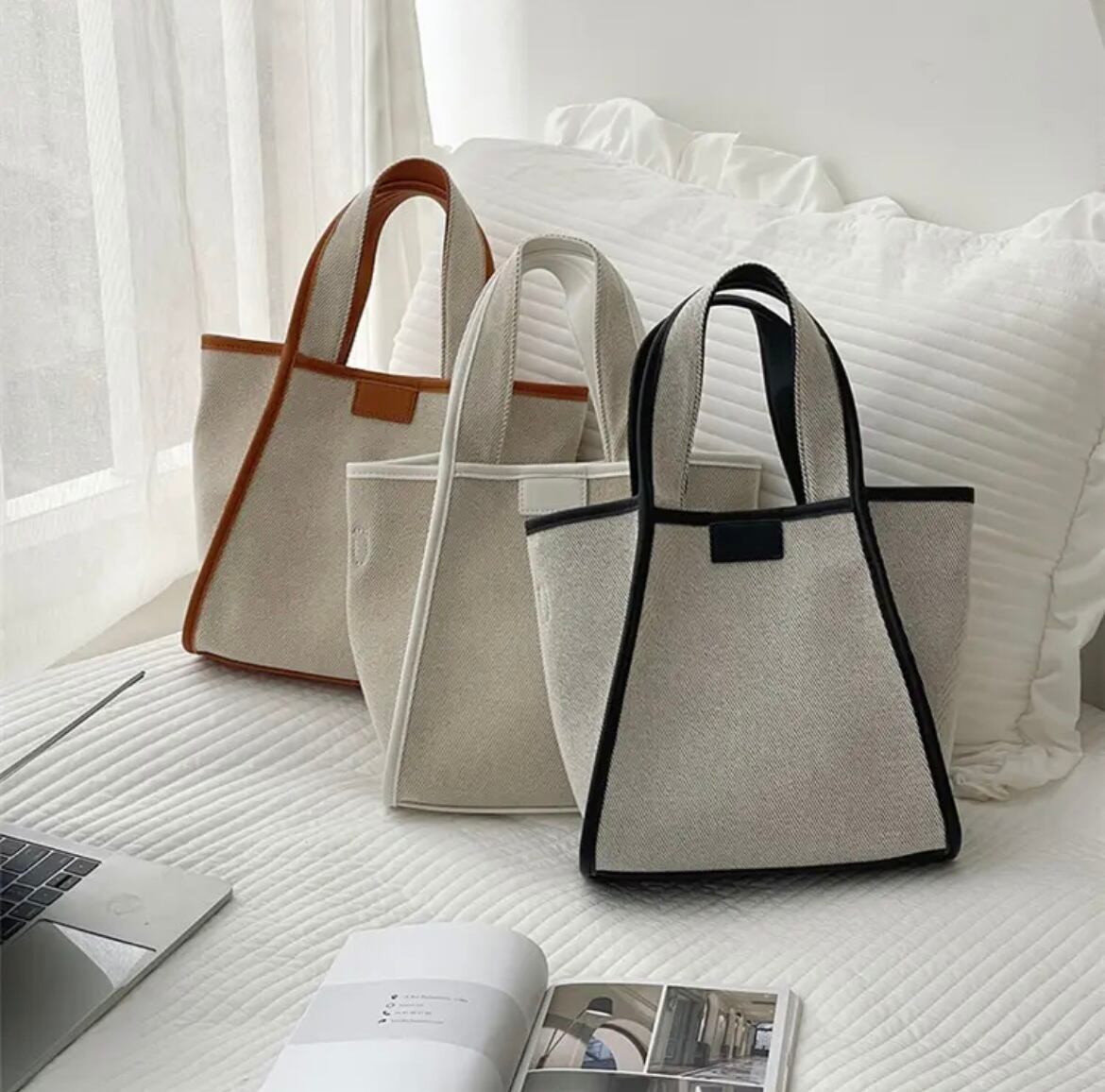 【3color】キャンバスパイピングラインバッグ