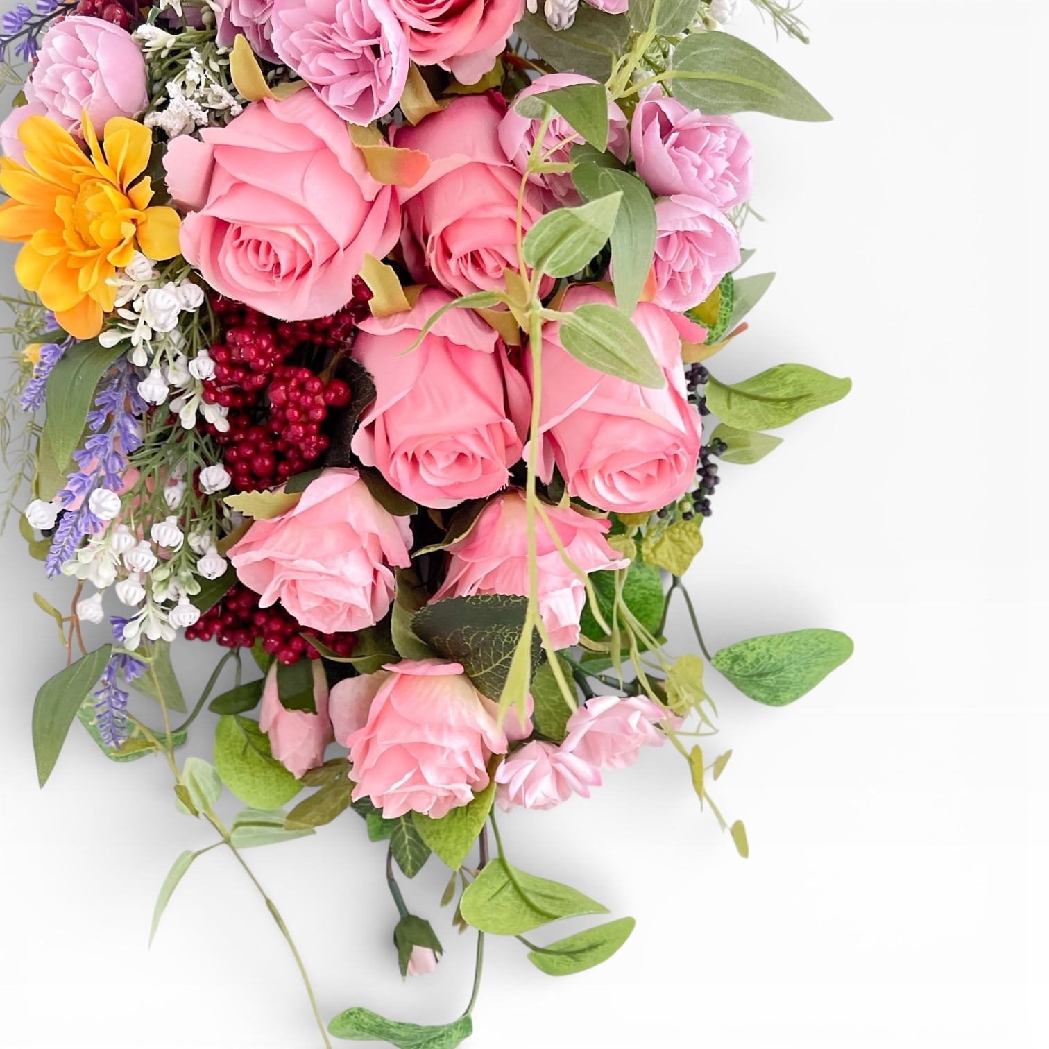 春色ローズのスプリングスワッグ｜光触媒アーティフィシャルフラワ 春