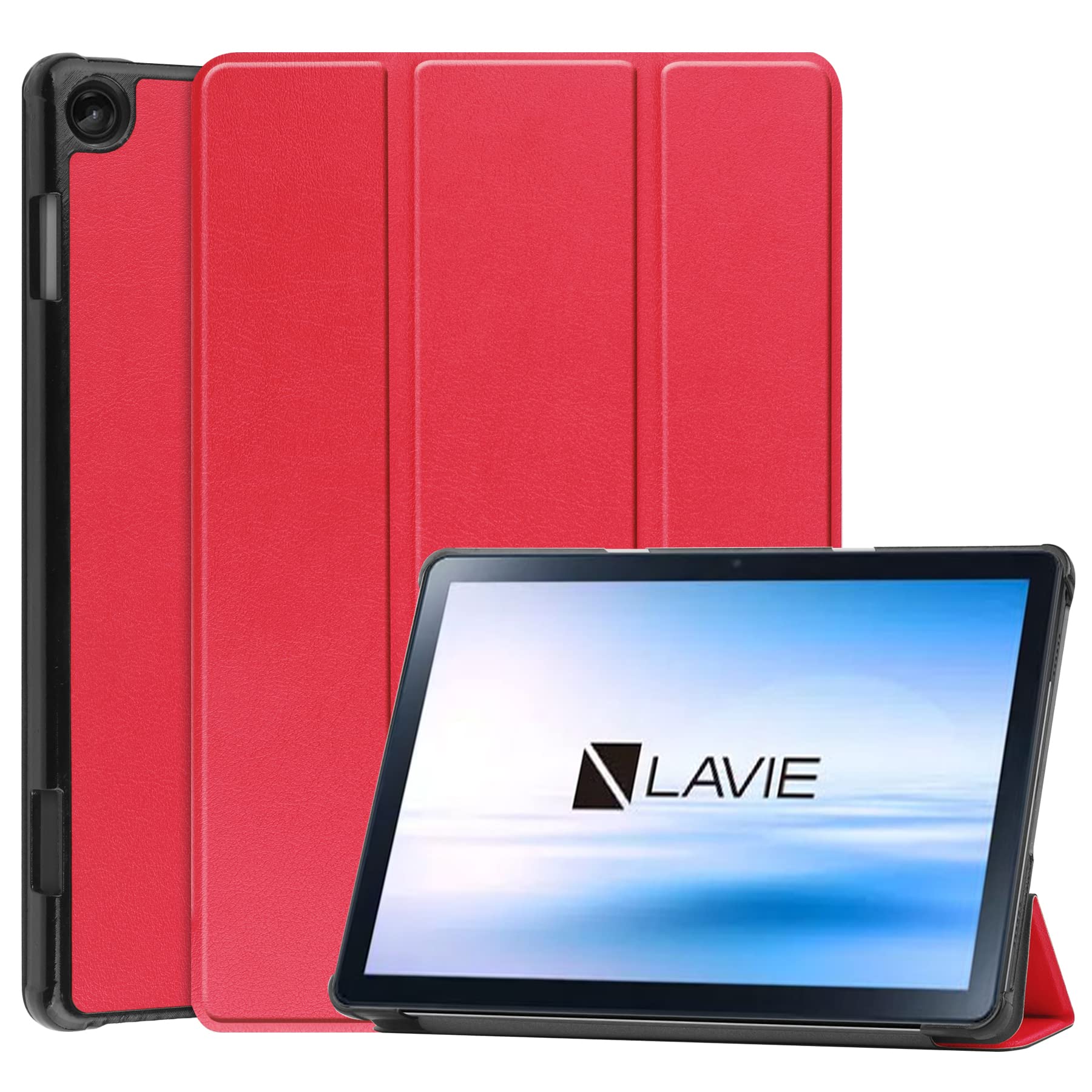 For NEC LAVIE Tab T10 (T1055/KAS,TAB10/F03) Tab Lite TL103/KAL PC-TL103KAL /LAVIE Tab 10FHD4 ケース カバー 10.1インチ タブレットケース マグネット開閉式 【CNEVISON】オートスリープ機能 耐衝撃 三つ折りスタンド 角度調整 軽量 薄型 保護ケース (レッド)