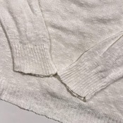 リネン混 Mademoiselle NON NON マドモアゼルノンノン ヘンリーネック ニット セーター L/ホワイト系 レディース パパス