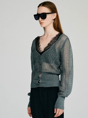【26AW | WOMEN】PRANK PROJECT プランクプロジェクト / トップス / Deep Neck Lace Cardigan　31262365407