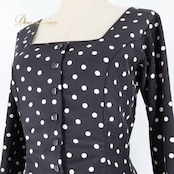 フラメンコ 衣装 ワンピース ドレス 水玉 ドット 黒 白 フリル ボランテ STALL Co.,Ltd ボウタイ ダンス パーティ 発表会 レトロ ブラック系 ホワイト系 おしゃれ 女性用 フォーマル 衣装ダンス イベント ステージ衣装 コスチューム