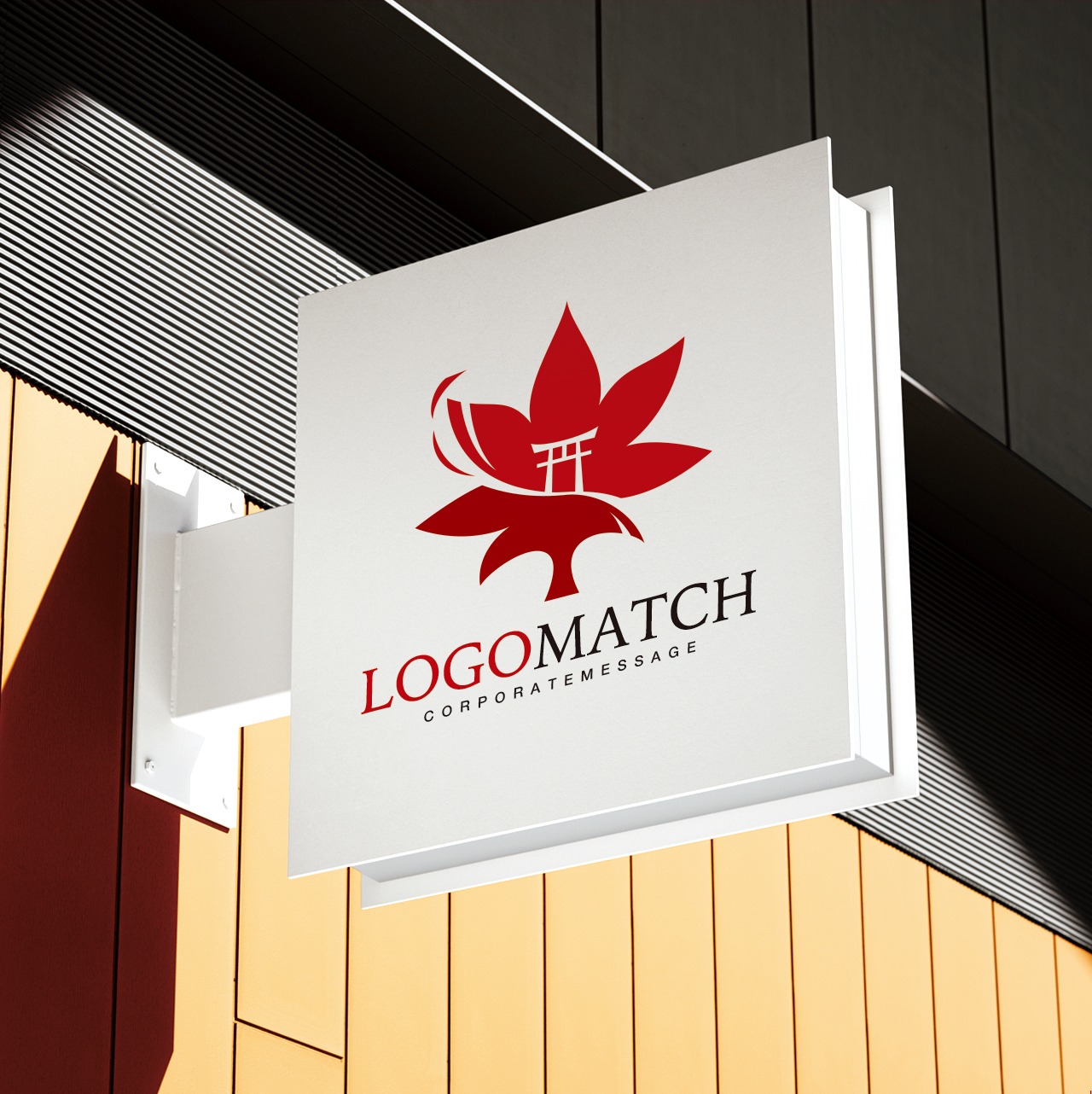 優雅な紅葉と鳥居のロゴ