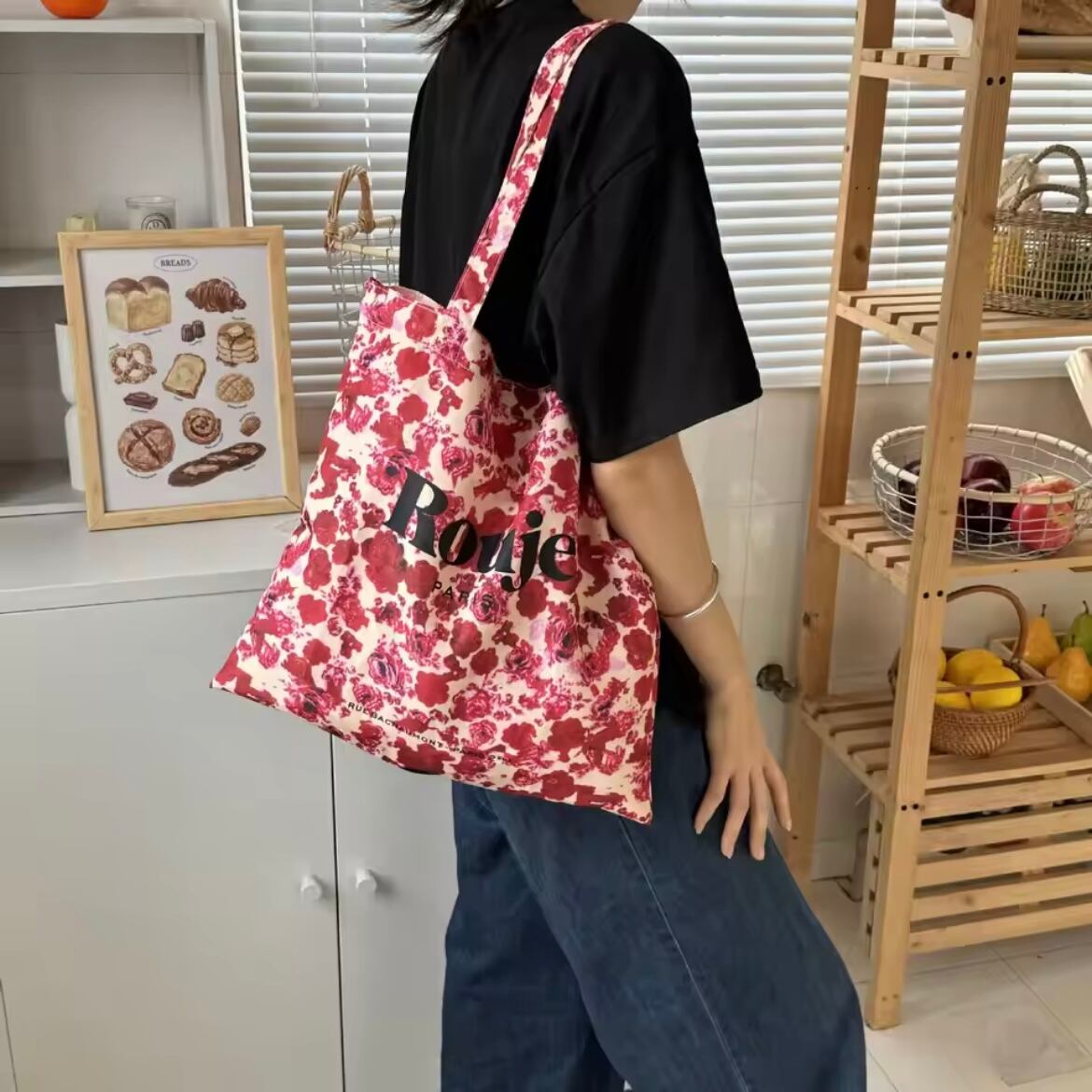 multi pattern tote bag