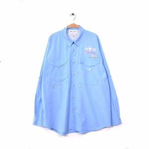 コロンビア PFG アウトドア フィッシングシャツ 長袖シャツ メンズXL 大きいサイズ 企業系 刺繍ロゴ Columbia 古着 @CA0842