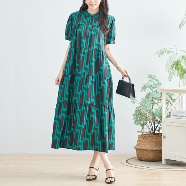 ティアードワンピース クラシカル N82-354 TRUBE L LL フリー 大人可愛い ミセス fmsd キレイメ 普段着 おしゃれ着 デイリーファッション 大人スタイル 婦人服 可愛い服 30代 40代 50代 60代 洋服 レディース