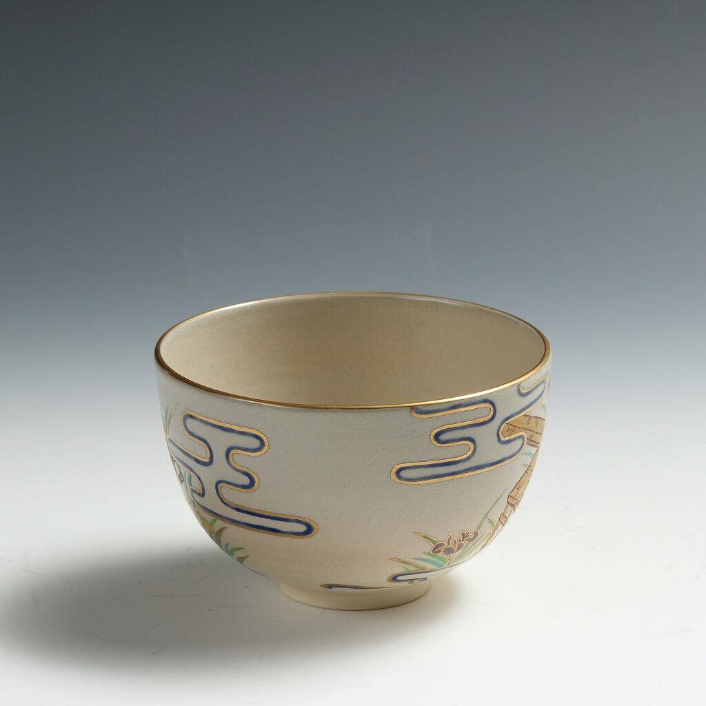 桃山窯 手塚玉堂 ｜TEDUKA Gyokudo 清水焼 色絵八橋絵 茶碗 共箱
