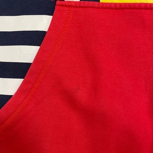 TOMMY HILFIGER DENIM ジップアップ パーカー クレイジーパターン フーディー スウェット プリント 袖ロゴ 切替 刺繍ロゴ L マルチカラー トミーヒルフィガー  US古着