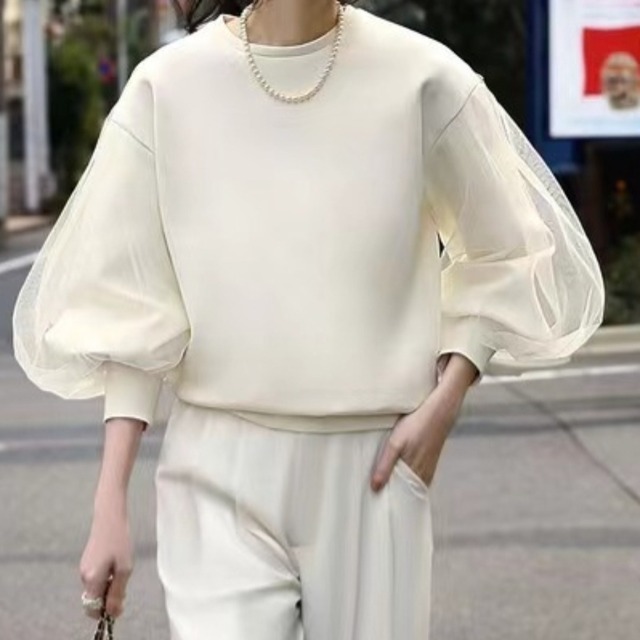 チュール重ね袖 おしゃれトップス