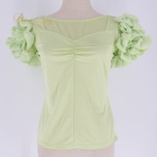 社交ダンス 衣装 トップス ブラウス グリーン系 チャコットロイヤルダンス Chacott ROYAL DANCE 黄緑 レッスン 練習 シンプル ストレッチ 伸縮 爽やか 明るい 日本製 パーティー 上品 かわいい 半袖 緑