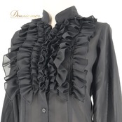 フラメンコ 衣装 DOCE del Flamenco ドセデルフラメンコ トップス ブラウス ブラック系 黒 無地 長袖 フリル 透け感 ダンス パーティ 発表会 レディース ステージ 上品 舞台 コスチューム かわいい