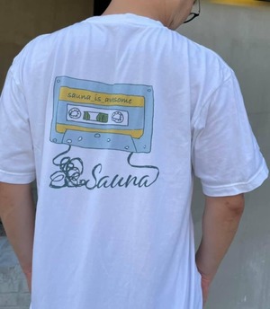 sauna カセットテープデザインTシャツ　B面　バックプリントバージョン