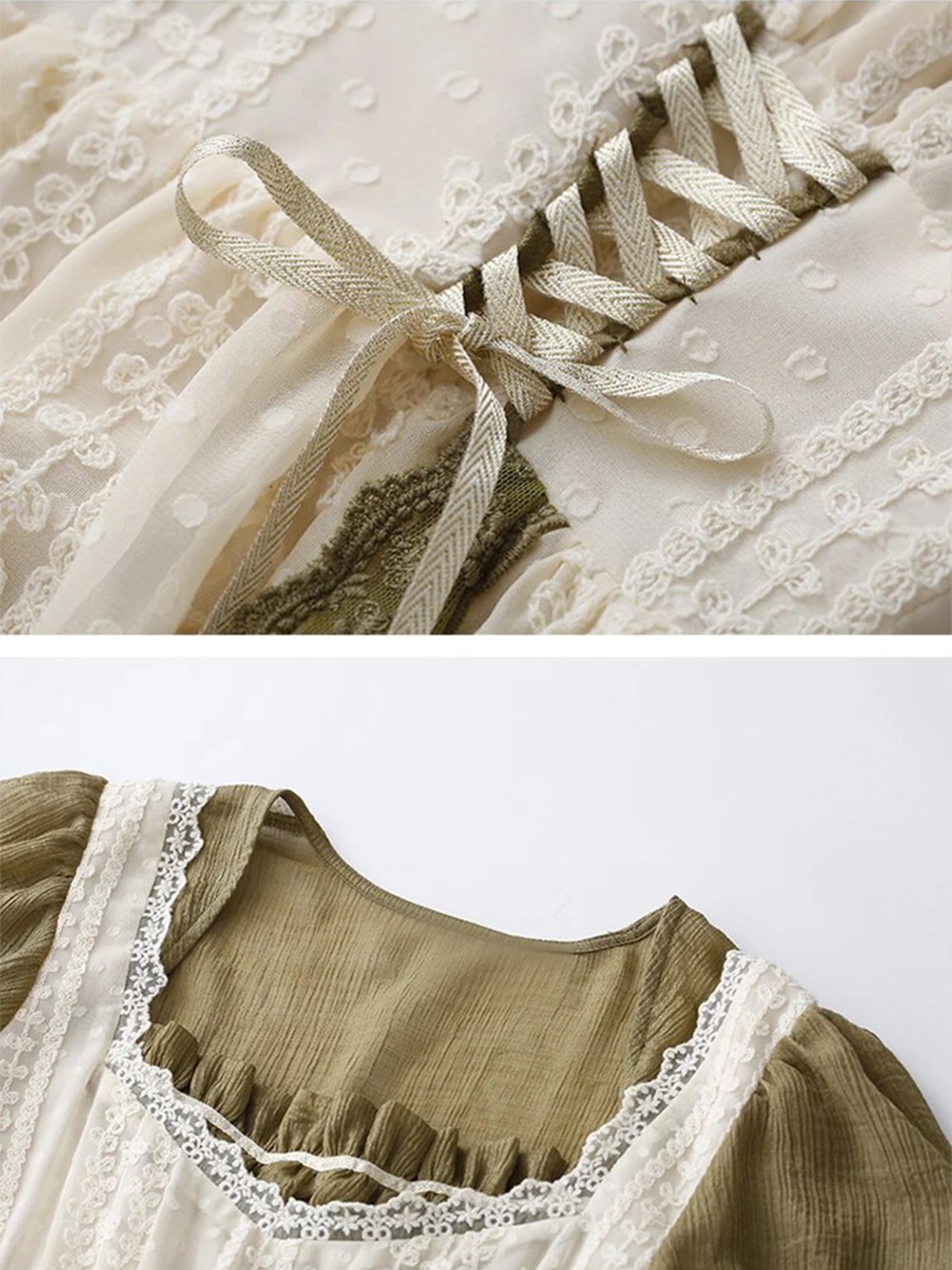 【0008】Chiffon Lace Flare Short Long Sleeve Dress