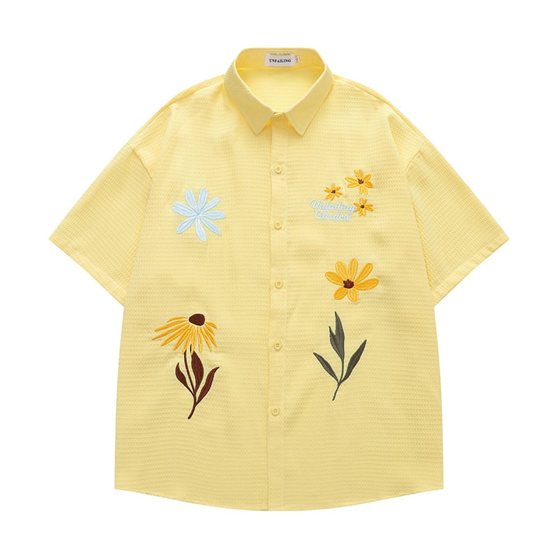 ❀花柄刺繍入りシャツ！【UATONLINEシリーズ】☆シャツ☆ 3color ユニ