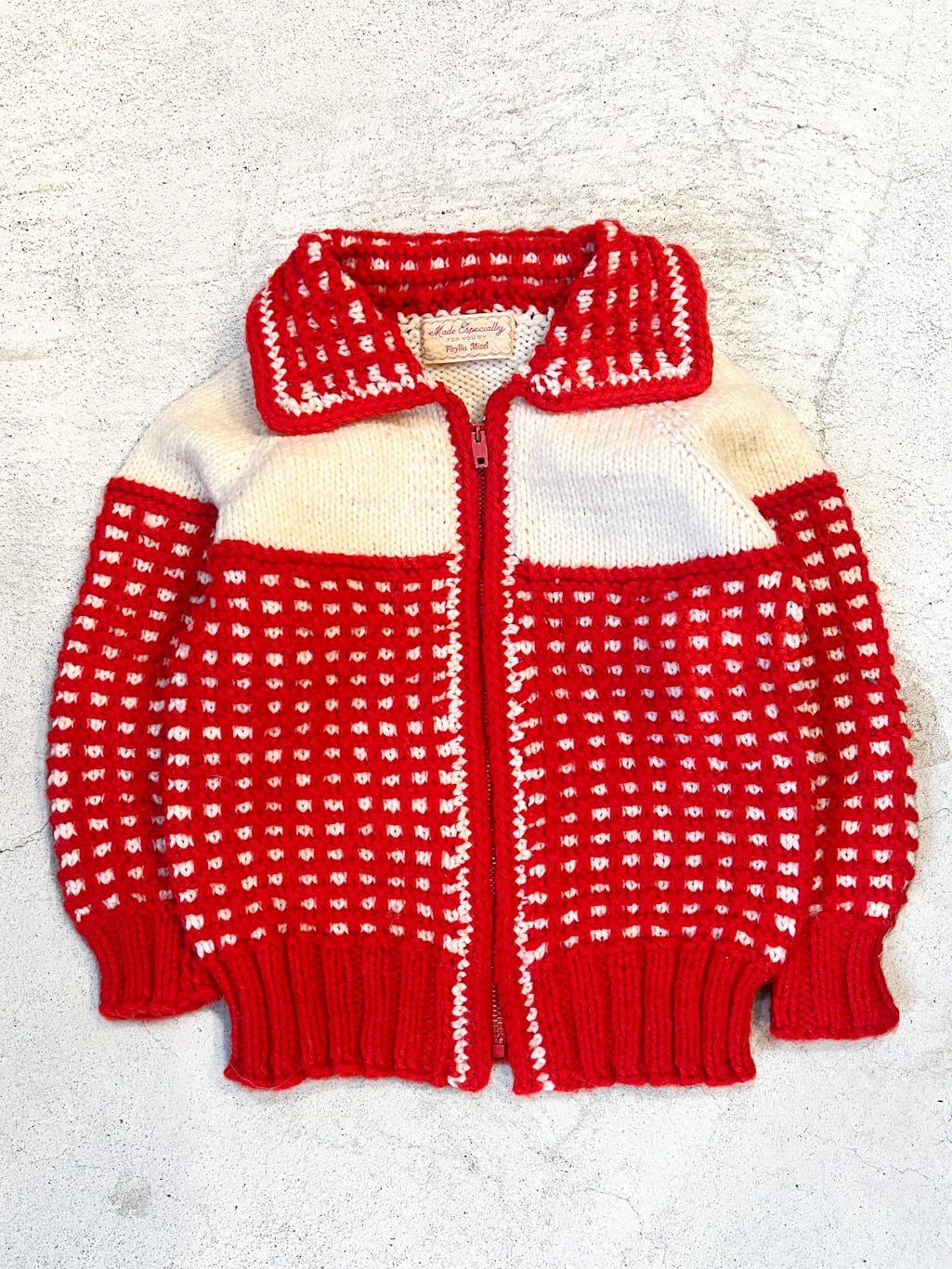 【95cm】VINTAGE 70's ニットジップカーディガン【10019】