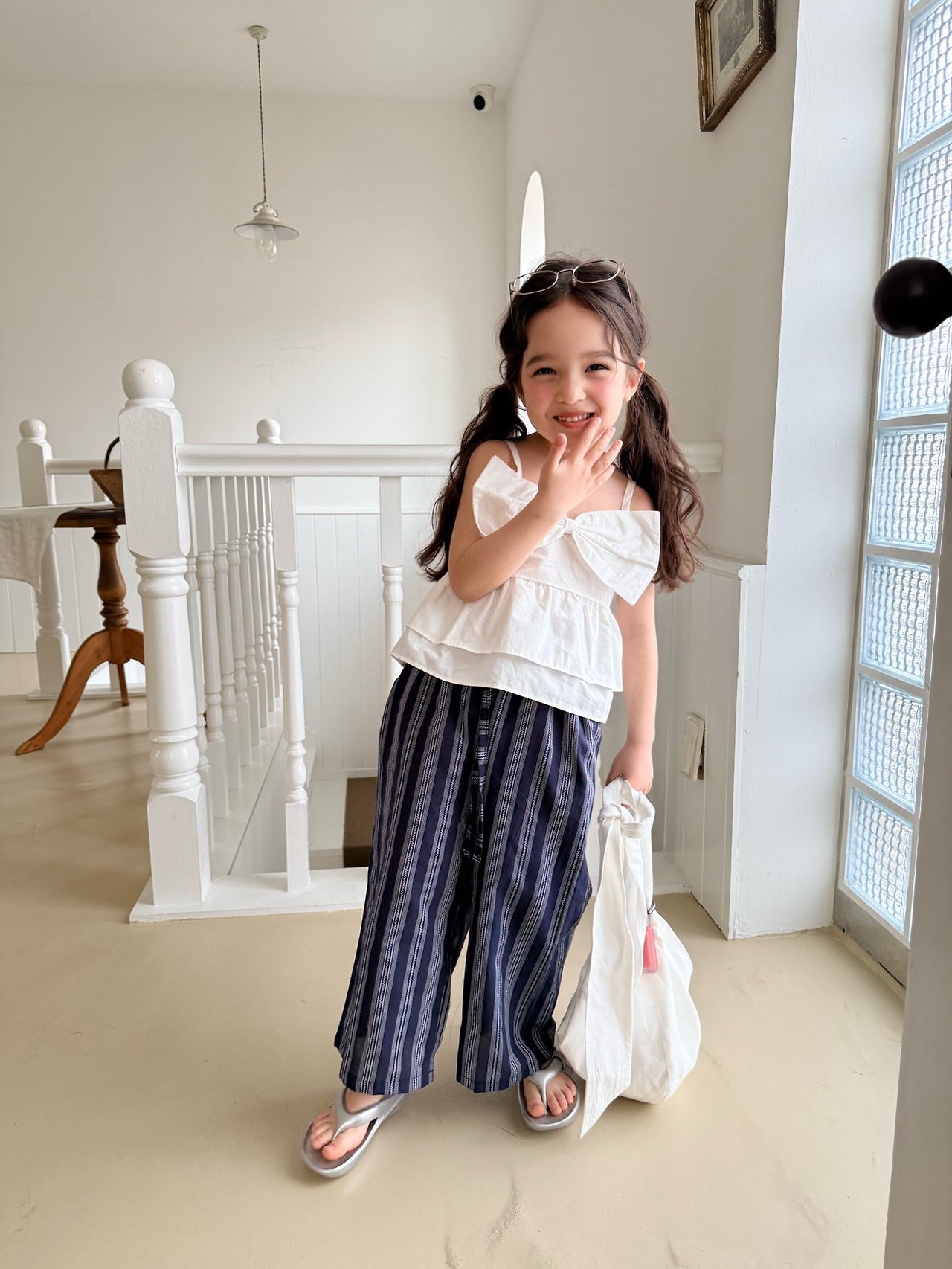 [COMMA] Ribbon Sleeveless Blouse (140/150) / [콤마] 리본나시블라우스 (140/150)