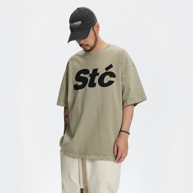 ★THICK PRINTED WASHED HALF SLEEVE T-SHIRT　　　A0470