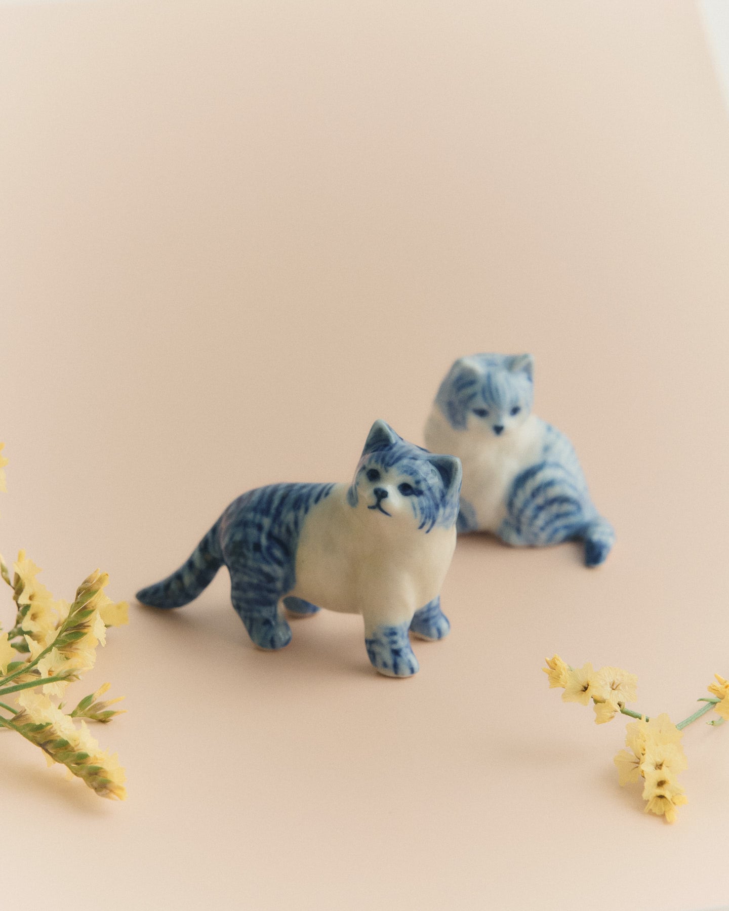 【ミニチュア陶器】 Blue cat~2セット~