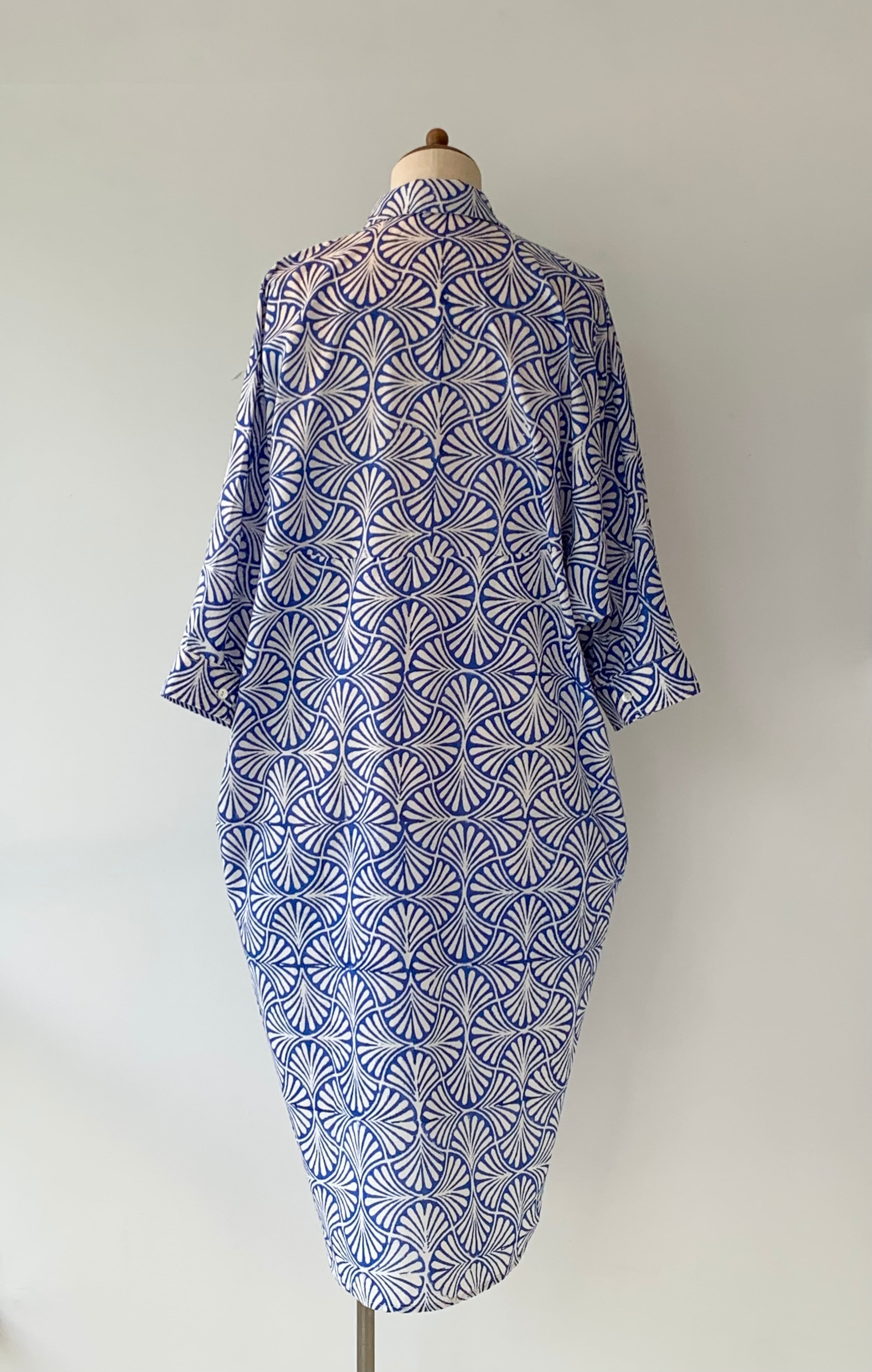【全サイズ完売】ワンピース チュニック 夏ファッション ブルー ピンク インド綿 ブロックプリント