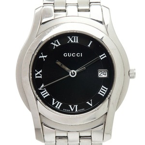グッチ Gクラス 腕時計 5500M クオーツ ブラック文字盤 ステンレススチール メンズ GUCCI 【中古】