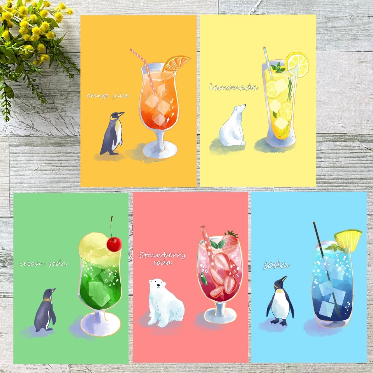 動物とドリンク ポストカード詰め合わせ | kokoartshop
