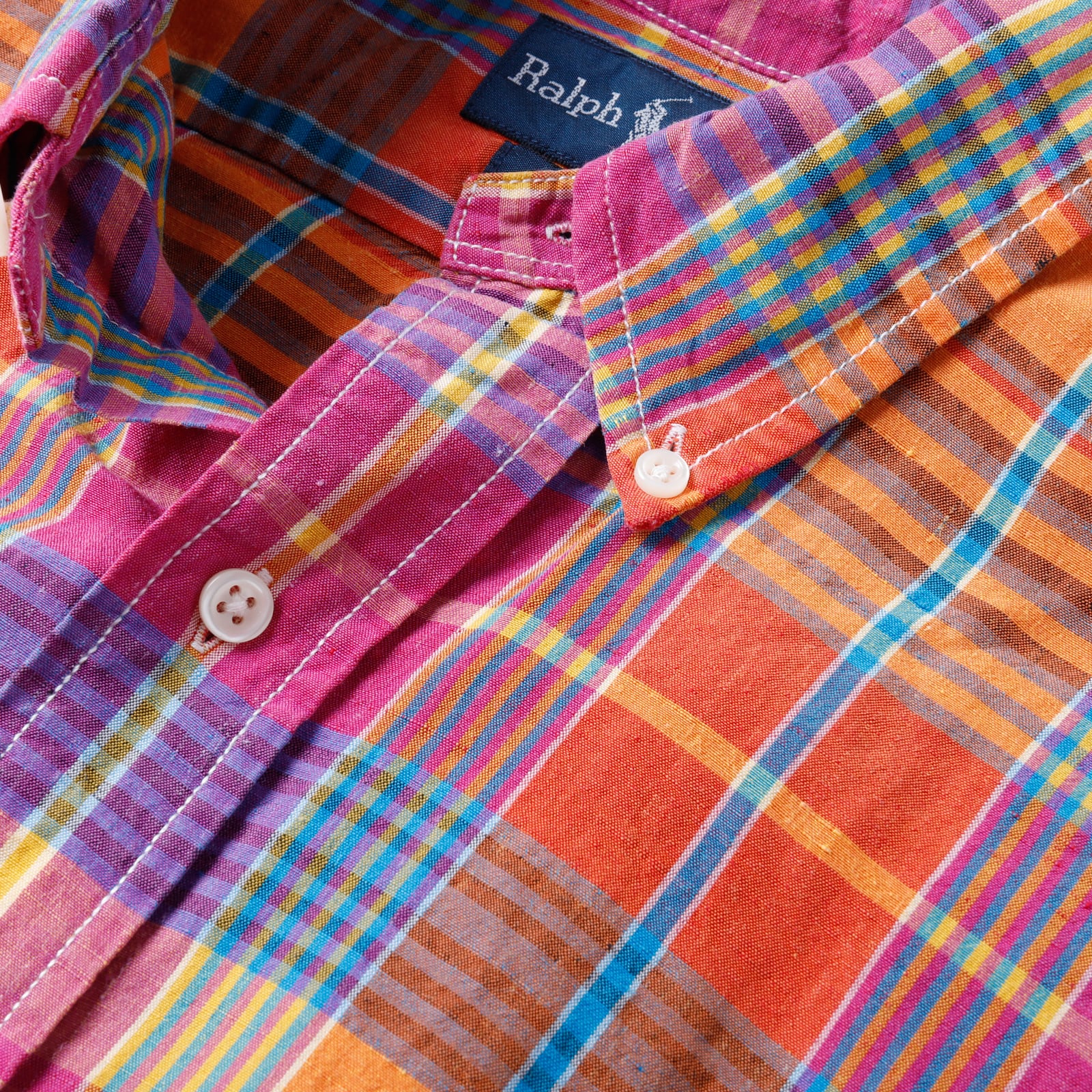 極美品】80s Ralph Lauren special linen silk check shirt 