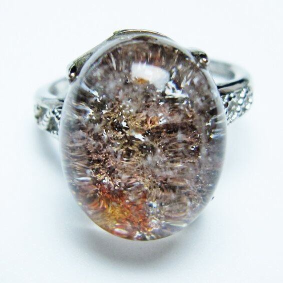 ガーデンクォーツ 指輪 ガーデン水晶 リング フリーサイズ 14号 一点物 メール便可 [M便 1/20] 115-6987