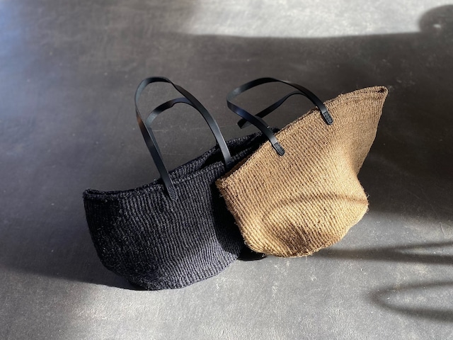 leather handle sisal bag
