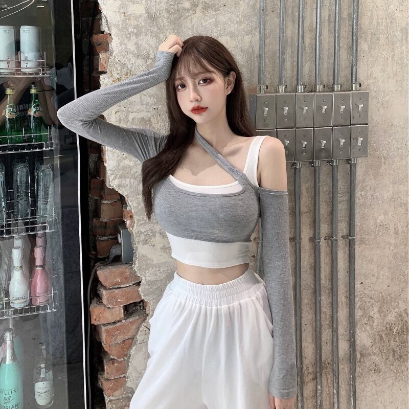 オータムトップス ショートスタイルTシャツ ロング 秋物 オフショルダー YY-ファッション39785758246