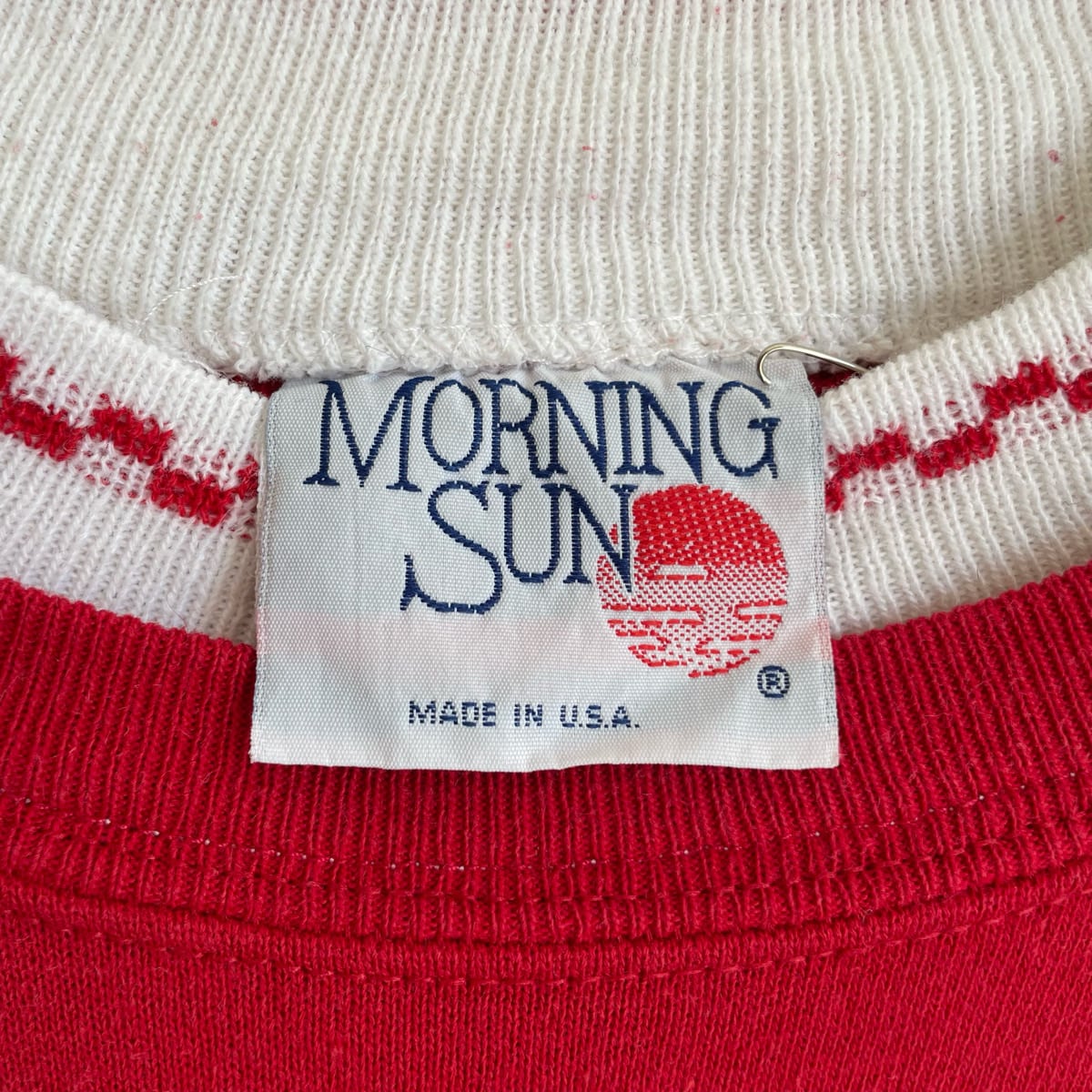 s s MORNING SUN ひまわり プリント スウェット 赤 レッド 古着