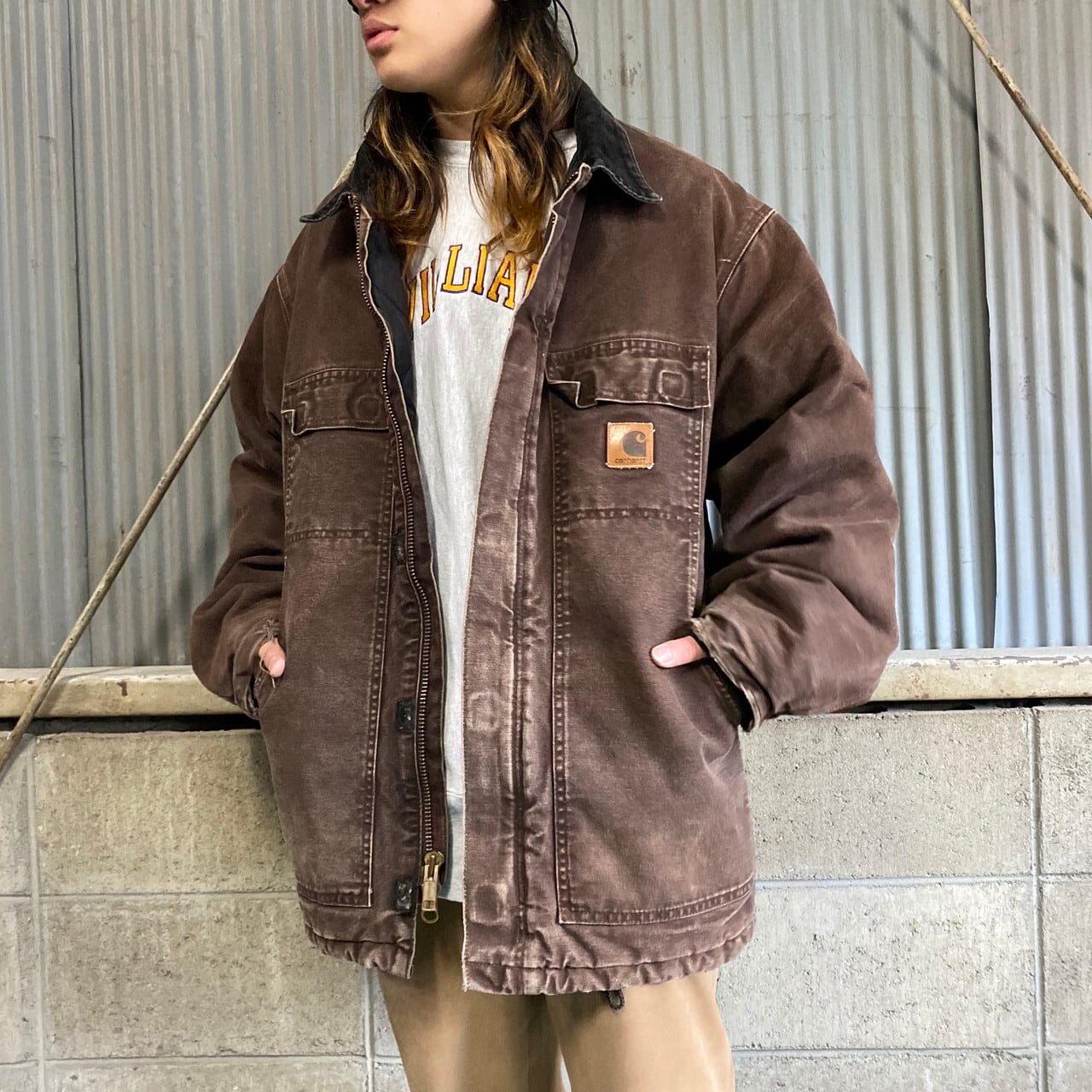 USA製 Carhartt カーハート トラディショナルコート メンズXL 古着 ダック地 ワークジャケット カバーオール キルティングライナー  ブラウン 茶色【ワークジャケット】 | cave 古着屋【公式】古着通販サイト powered by BASE