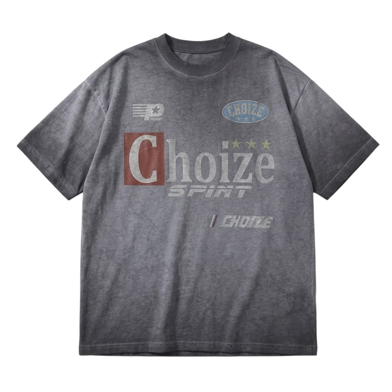 Washed and distressed short-sleeved T-shirt 0004