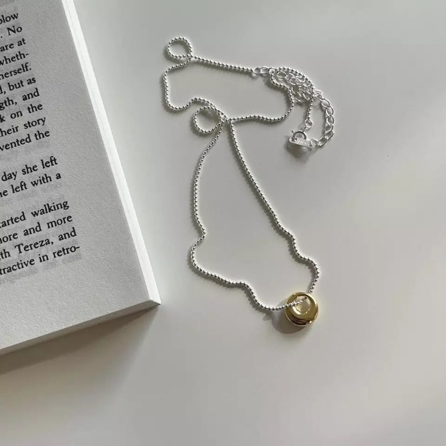 S925 round gold charm necklace(N163-2)