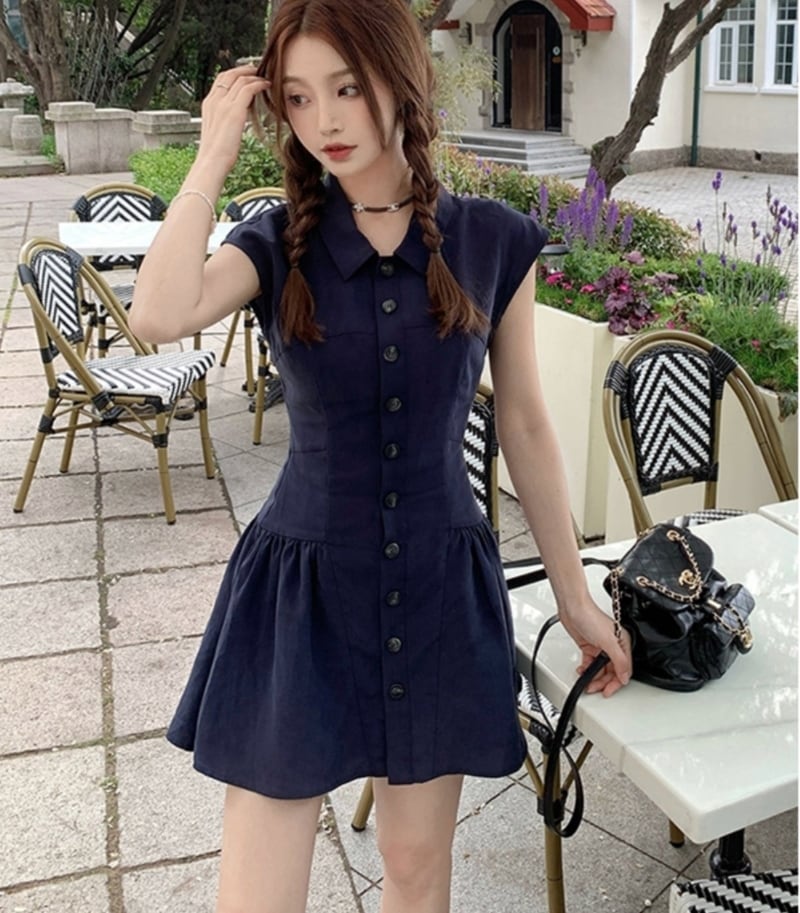 ワンピース シャツワンピース プルオーバー ショート丈 ノースリーブ