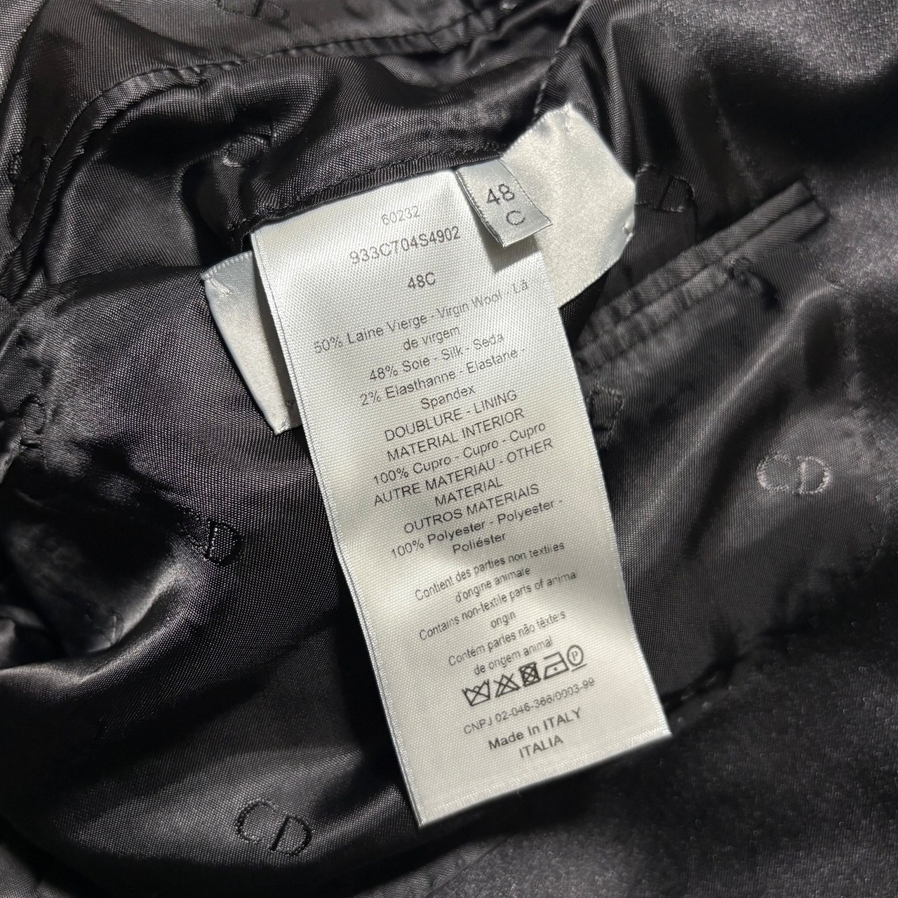 (nos) DIOR glossy black double breasted tailored jacket