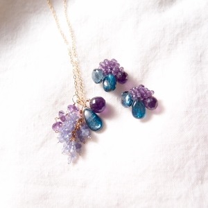 Necklace Charm Set【K14gf】Peacock Blue Kyanite × Tanzanite × Amethyst