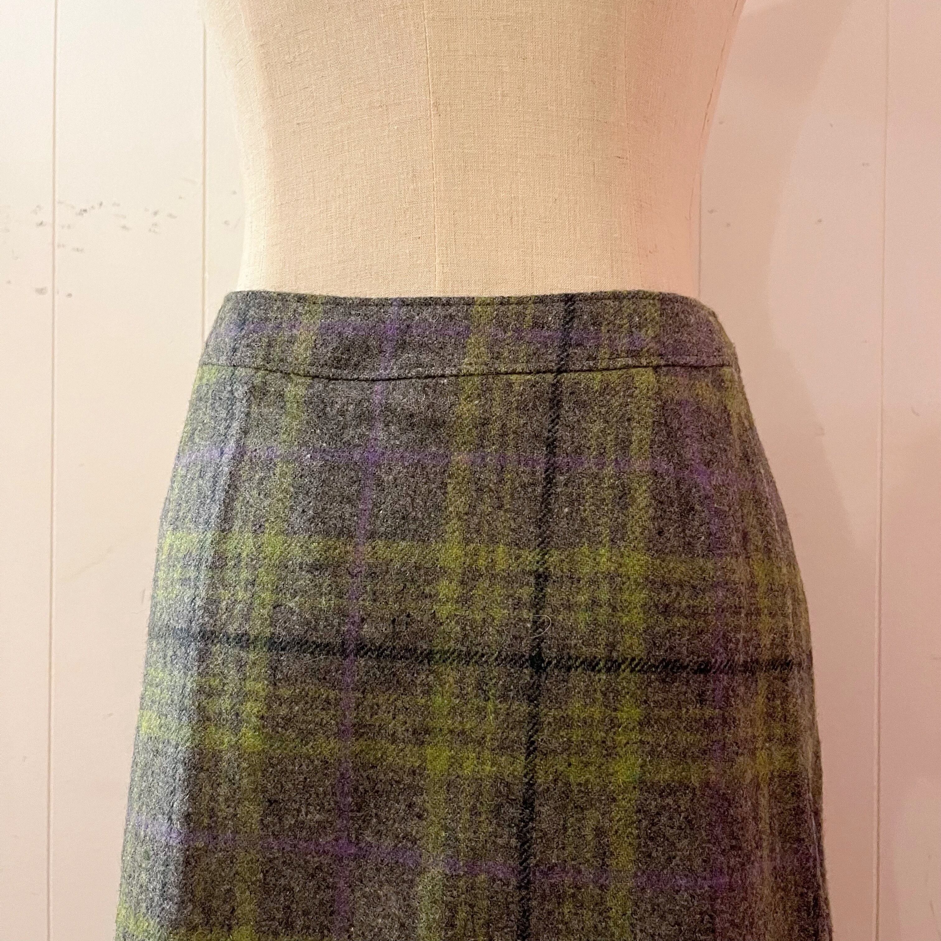 light green check wrap skirt