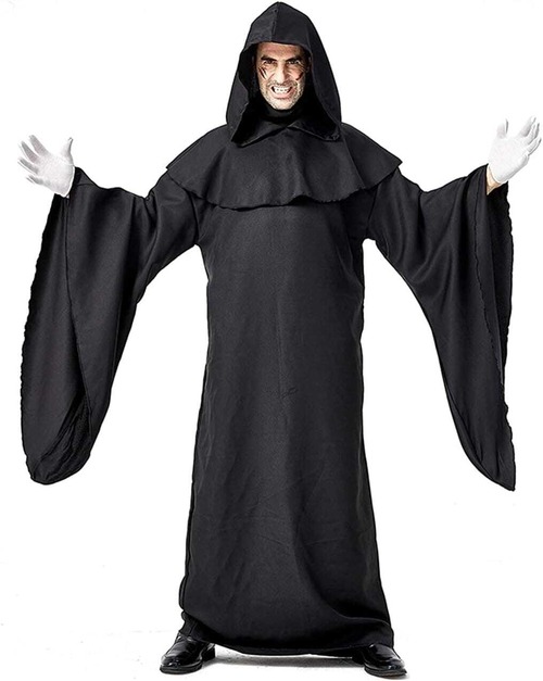 コスプレ服 悪魔衣装 男女兼用 ユニセックス コスチューム ハロウィン 仮装 黒無地 黒子 シンプル ペアコーデ可能 大人用 フード付き 吸血鬼 ヴァンパイア ホラー 小悪魔 魔界風 魔法使い風 ゴシック風 体型カバー　k1024